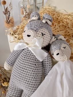 Zestaw na chrzest "Jelonek" szary