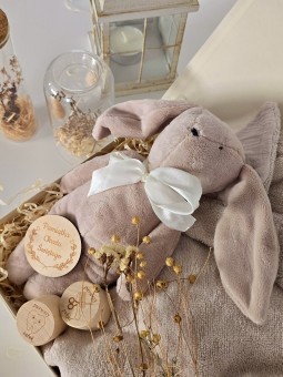 Zestaw na chrzest "Króliczek" beżowy